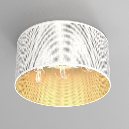 Πλαφονιέρα οροφής  LOFT SHADE 3xE27/60W/230V λευκό/χρυσαφί