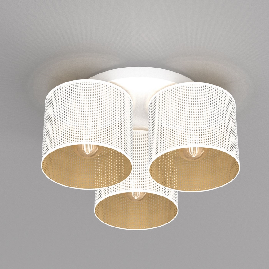 Πλαφονιέρα οροφής  LOFT SHADE 3xE27/60W/230V λευκό/χρυσαφί