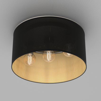 Πλαφονιέρα οροφής  LOFT SHADE 3xE27/60W/230V μαύρο/χρυσαφί