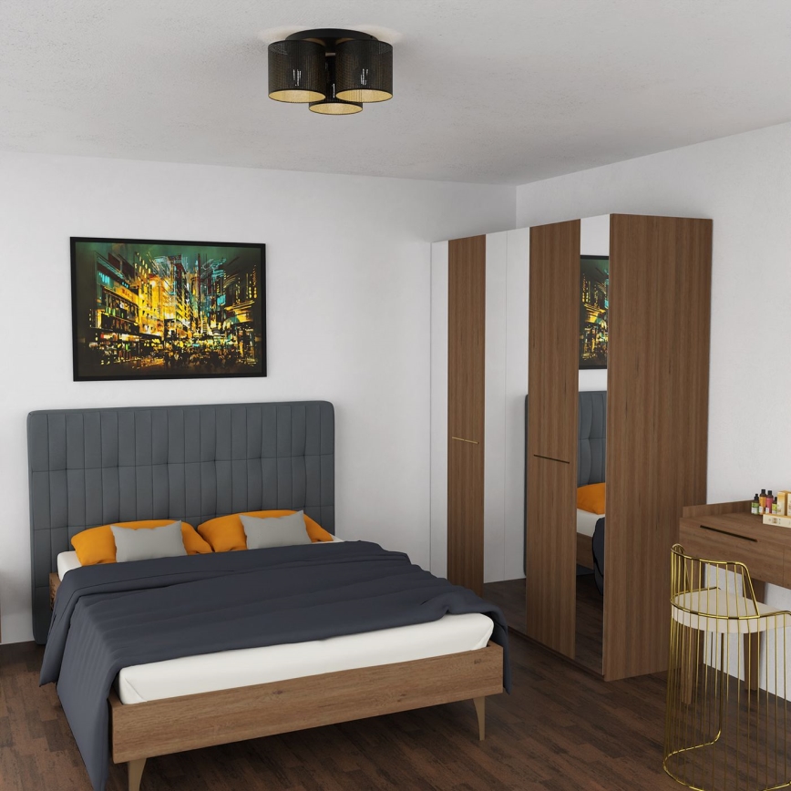 Πλαφονιέρα οροφής  LOFT SHADE 3xE27/60W/230V μαύρο/χρυσαφί