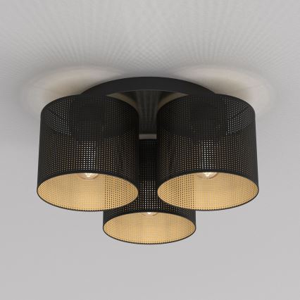 Πλαφονιέρα οροφής  LOFT SHADE 3xE27/60W/230V μαύρο/χρυσαφί
