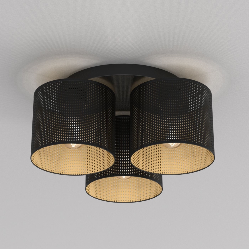 Πλαφονιέρα οροφής  LOFT SHADE 3xE27/60W/230V μαύρο/χρυσαφί