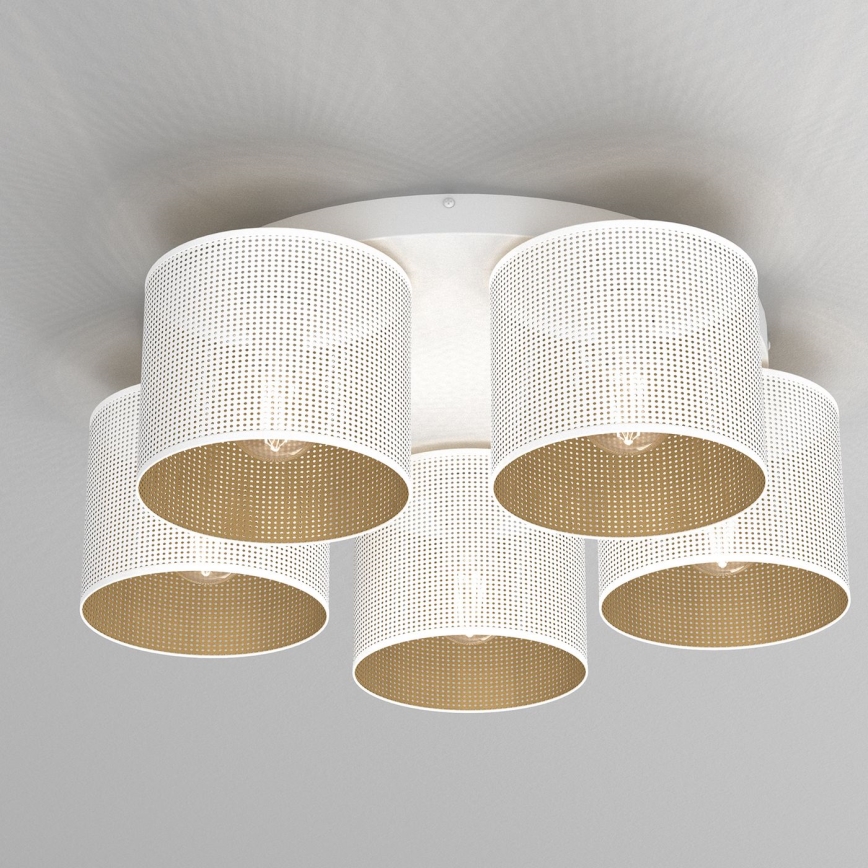 Πλαφονιέρα οροφής  LOFT SHADE 5xE27/60W/230V λευκό/χρυσαφί