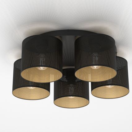 Πλαφονιέρα οροφής  LOFT SHADE 5xE27/60W/230V μαύρο/χρυσαφί