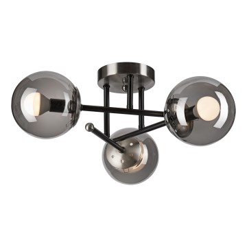 Πλαφονιέρα οροφής MALENA 3xE14/5W/230V μαύρο/φιμέ