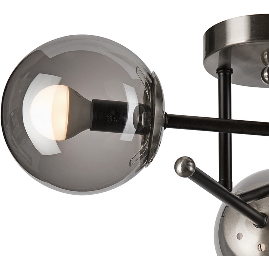 Πλαφονιέρα οροφής MALENA 3xE14/5W/230V μαύρο/φιμέ