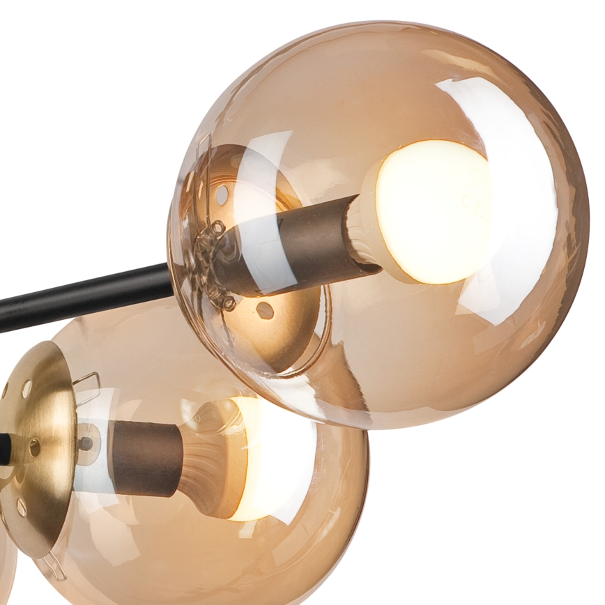Πλαφονιέρα οροφής MALENA 6xE14/5W/230V χρυσό/μαύρο/φιμέ μπεζ