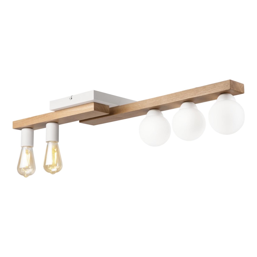 Πλαφονιέρα οροφής MATTE 2xE27/15W/230V + 3xG9/5W/230V λευκό/δρυς