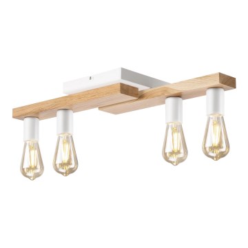 Πλαφονιέρα οροφής MATTE 4xE27/15W/230V λευκό/δρυς