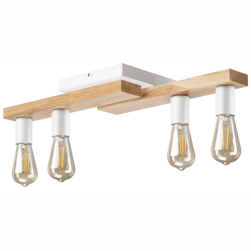 Πλαφονιέρα οροφής MATTE 4xE27/15W/230V λευκό/δρυς