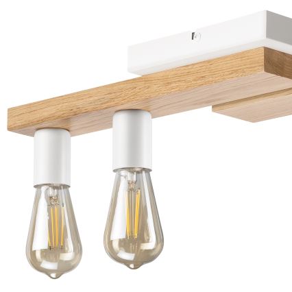 Πλαφονιέρα οροφής MATTE 4xE27/15W/230V λευκό/δρυς