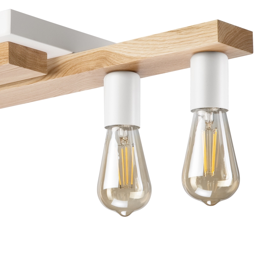 Πλαφονιέρα οροφής MATTE 4xE27/15W/230V λευκό/δρυς