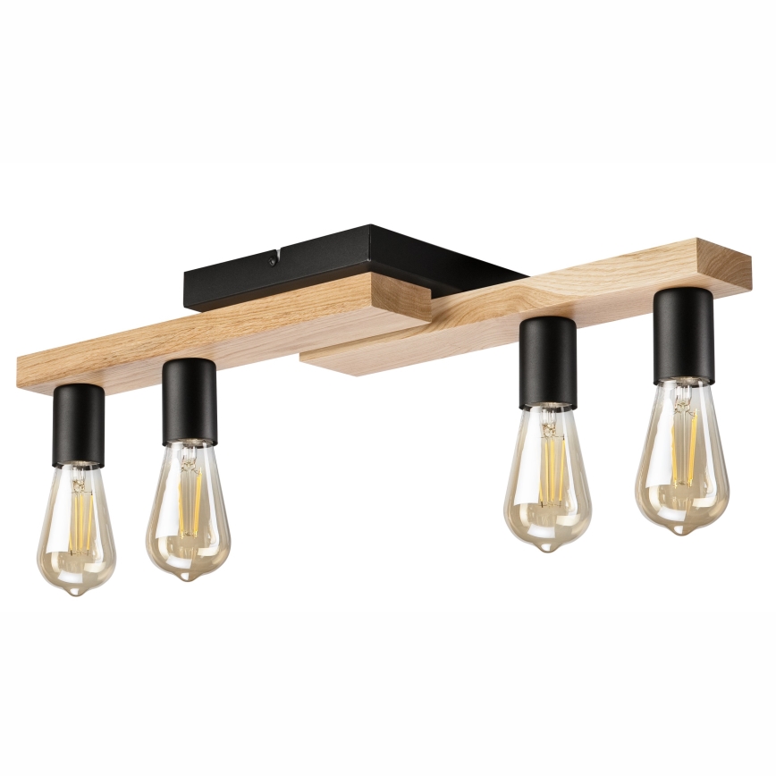 Πλαφονιέρα οροφής MATTE 4xE27/15W/230V μαύρο/δρυς