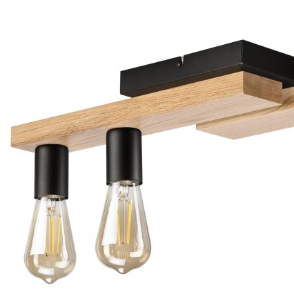 Πλαφονιέρα οροφής MATTE 4xE27/15W/230V μαύρο/δρυς