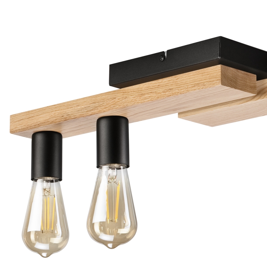 Πλαφονιέρα οροφής MATTE 4xE27/15W/230V μαύρο/δρυς