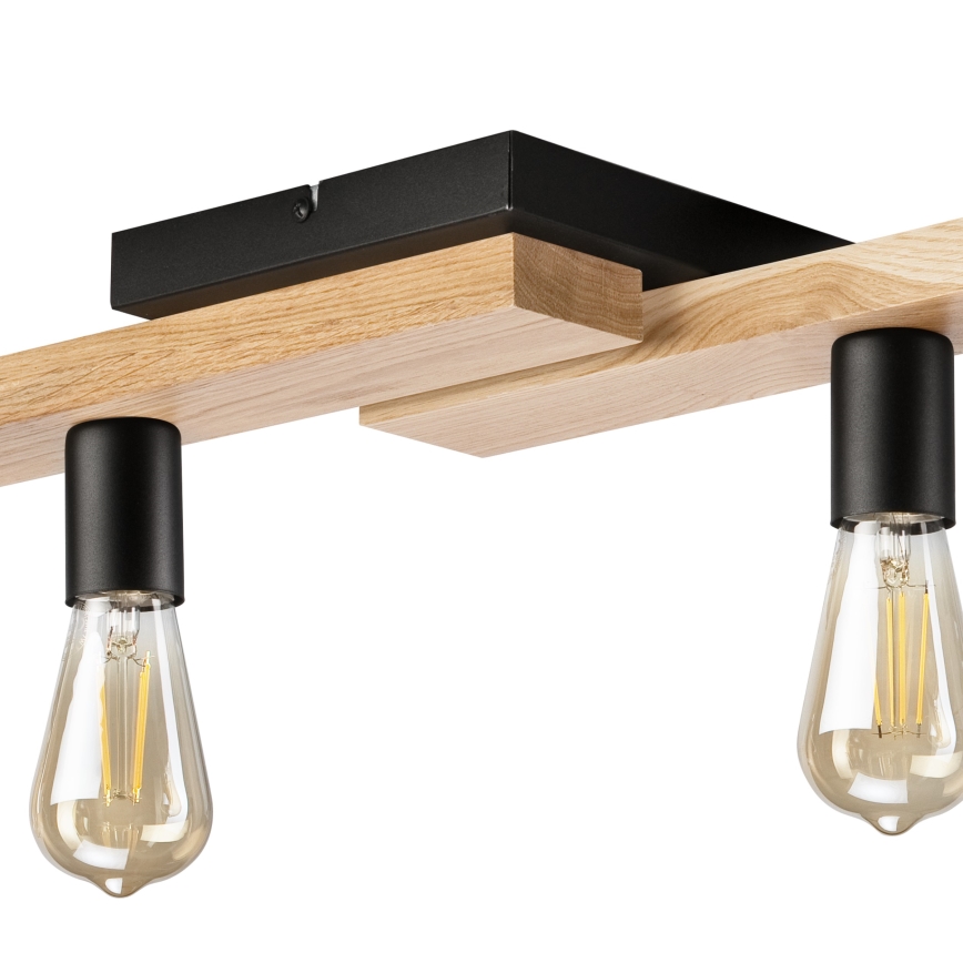 Πλαφονιέρα οροφής MATTE 4xE27/15W/230V μαύρο/δρυς