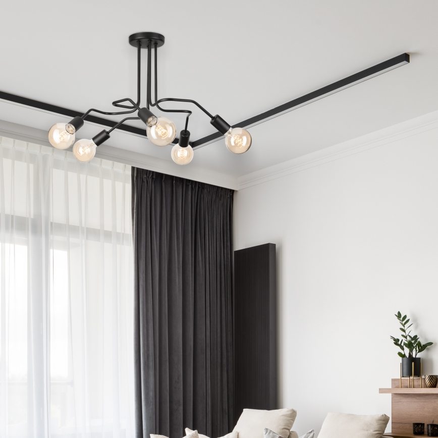 Πλαφονιέρα οροφής MATYLDA 5xE27/60W/230V μαύρο