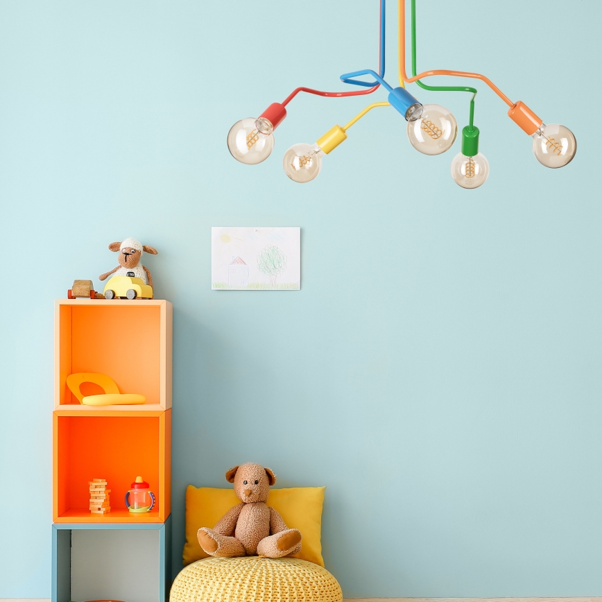 Πλαφονιέρα οροφής MATYLDA 5xE27/60W/230V πολύχρωμα