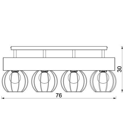 Πλαφονιέρα οροφής MENTON 4xE27/15W/230V μαύρο/καφέ/δρυς