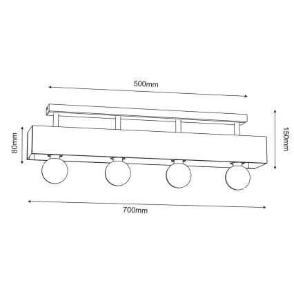 Πλαφονιέρα οροφής MILUZA 4xE27/15W/230V