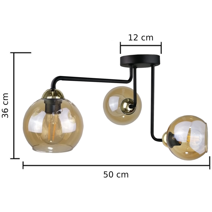 Πλαφονιέρα οροφής  MONDE GOLD 3xE27/60W/230V