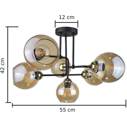 Πλαφονιέρα οροφής  MONDE GOLD 6xE27/60W/230V