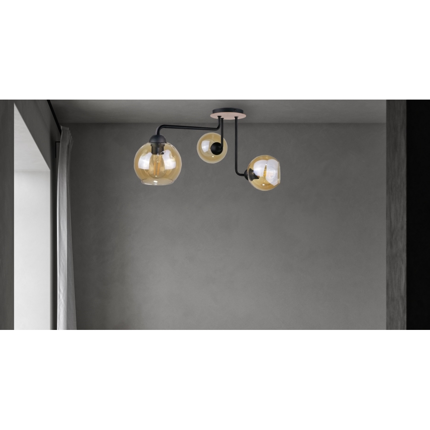 Πλαφονιέρα οροφής  MONDE WOOD 3xE27/60W/230V