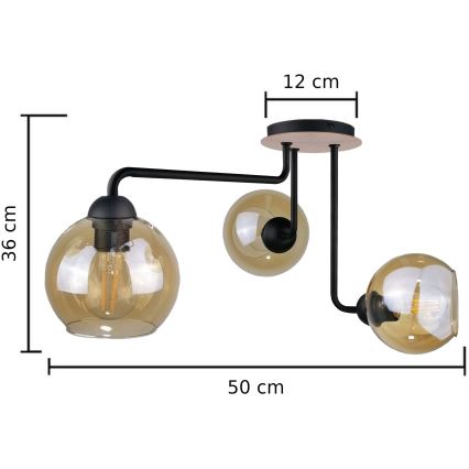 Πλαφονιέρα οροφής  MONDE WOOD 3xE27/60W/230V