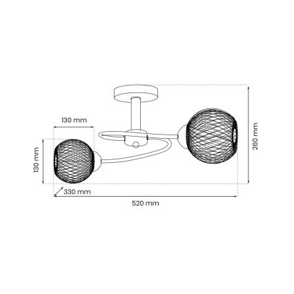 Πλαφονιέρα οροφής OAKLAND 2xE27/60W/230V