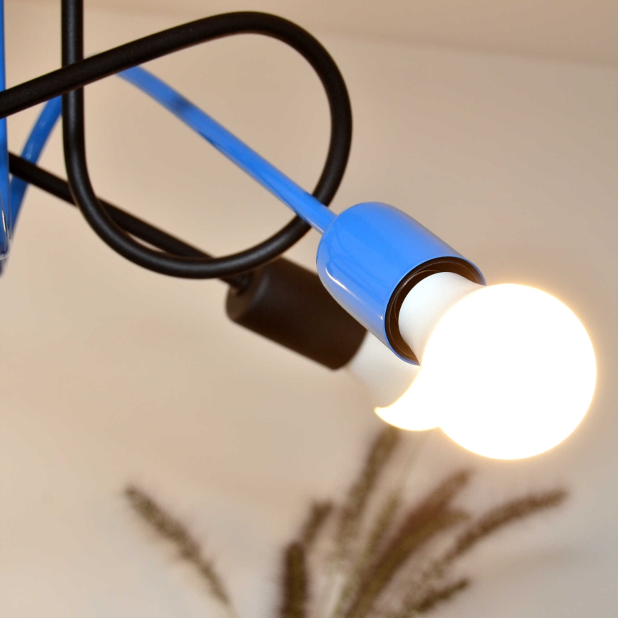 Πλαφονιέρα οροφής OXFORD 4xE27/15W/230V μαύρο/μπλε