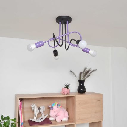 Πλαφονιέρα οροφής OXFORD 4xE27/15W/230V μαύρο/μωβ