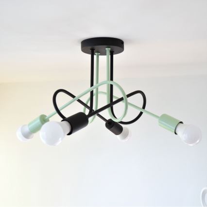 Πλαφονιέρα οροφής OXFORD 4xE27/15W/230V μαύρο/πράσινο