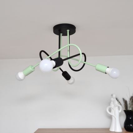 Πλαφονιέρα οροφής OXFORD 4xE27/15W/230V μαύρο/πράσινο