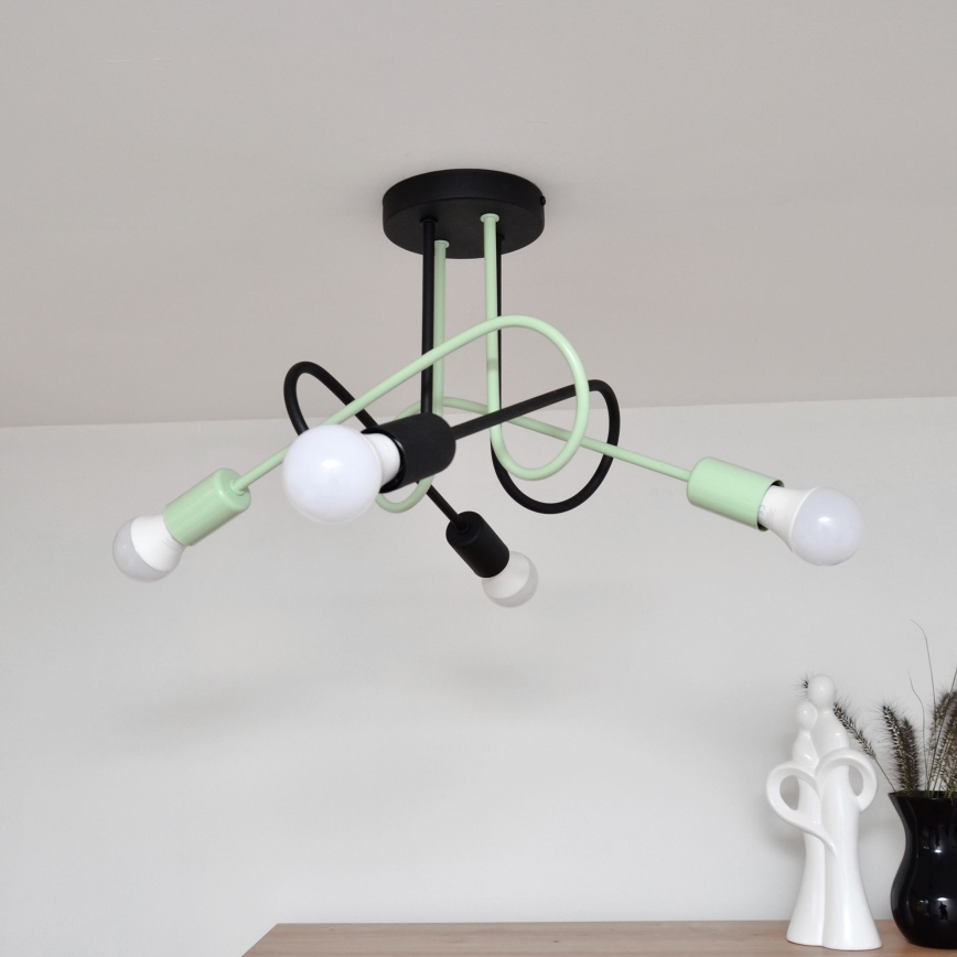 Πλαφονιέρα οροφής OXFORD 4xE27/15W/230V μαύρο/πράσινο
