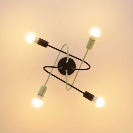 Πλαφονιέρα οροφής OXFORD 4xE27/15W/230V μαύρο/πράσινο