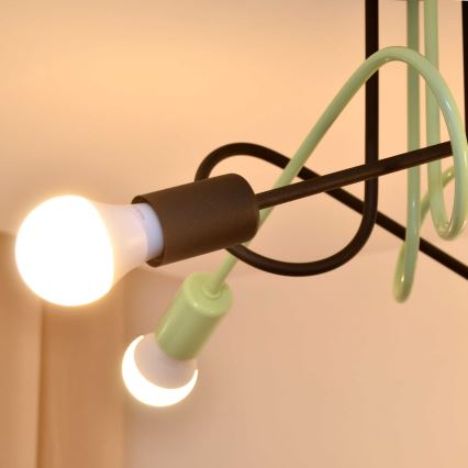 Πλαφονιέρα οροφής OXFORD 4xE27/15W/230V μαύρο/πράσινο