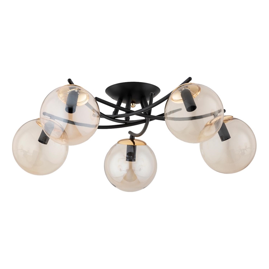 Πλαφονιέρα οροφής SAVI 5xE14/10W/230V μαύρο/χρυσό