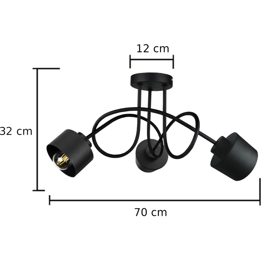 Πλαφονιέρα οροφής SIMPLY BLACK 3xE27/60W/230V