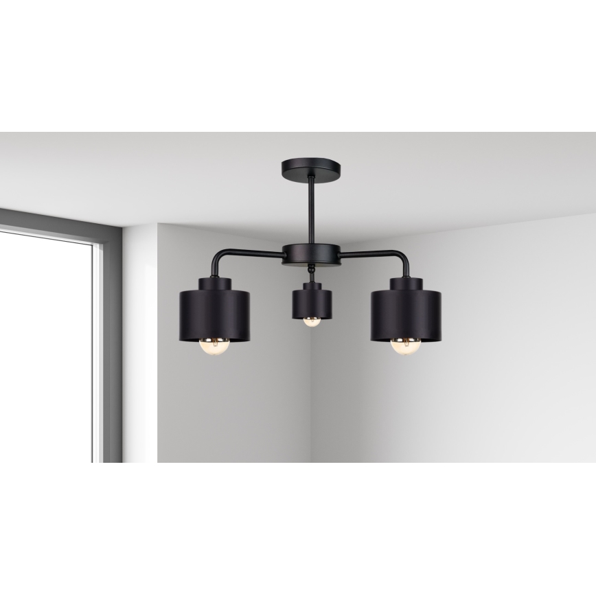 Πλαφονιέρα οροφής SIMPLY BLACK 3xE27/60W/230V