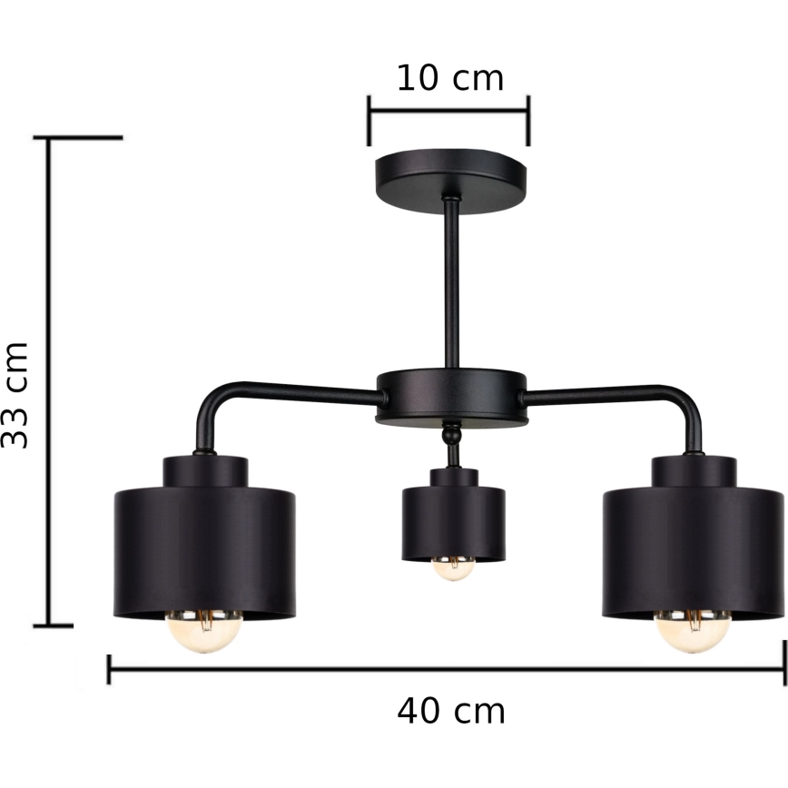 Πλαφονιέρα οροφής SIMPLY BLACK 3xE27/60W/230V