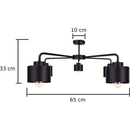 Πλαφονιέρα οροφής SIMPLY BLACK 5xE27/60W/230V