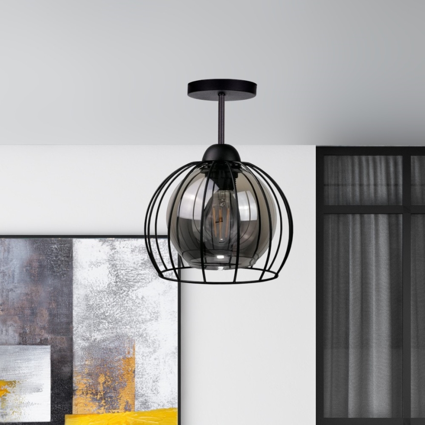 Πλαφονιέρα οροφής SOLO BLACK 1xE27/60W/230V μαύρο/φιμέ