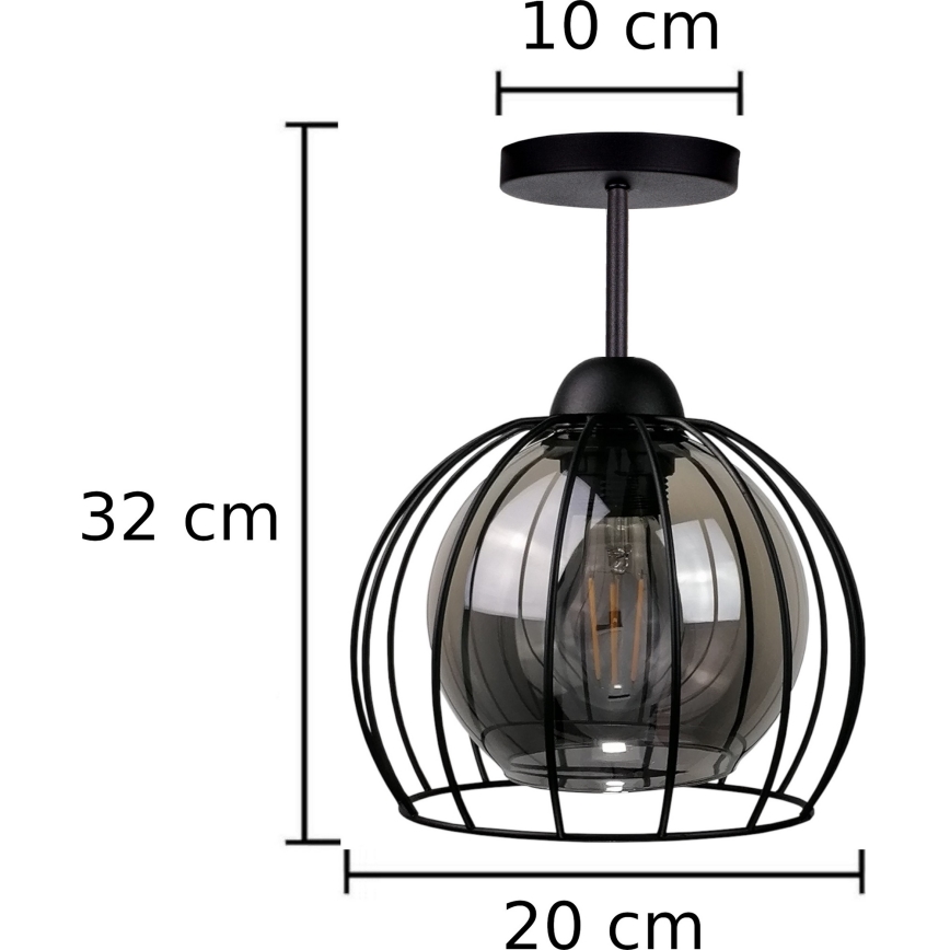 Πλαφονιέρα οροφής SOLO BLACK 1xE27/60W/230V μαύρο/φιμέ