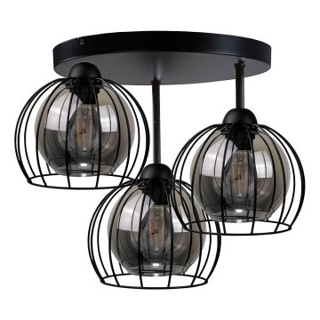 Πλαφονιέρα οροφής SOLO BLACK 3xE27/60W/230V διάμετρος 30 cm
