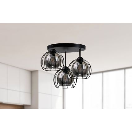 Πλαφονιέρα οροφής SOLO BLACK 3xE27/60W/230V διάμετρος 30 cm