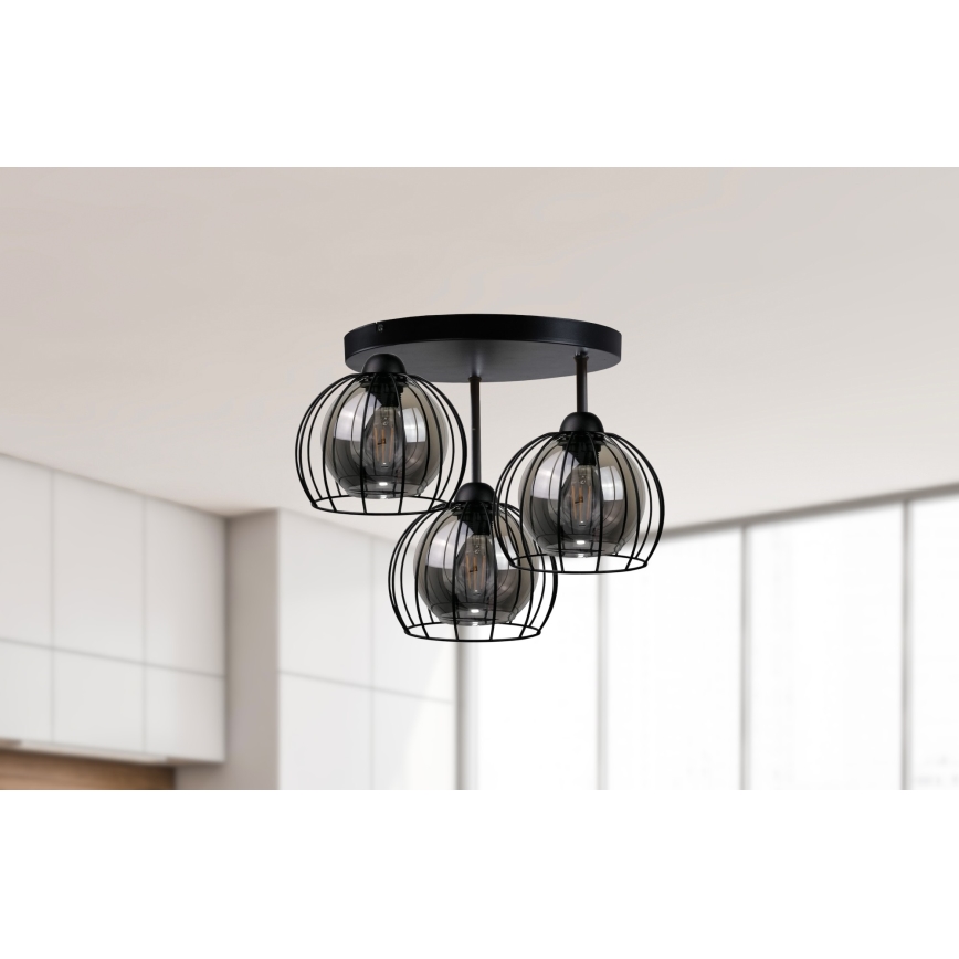 Πλαφονιέρα οροφής SOLO BLACK 3xE27/60W/230V διάμετρος 30 cm