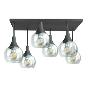 Πλαφονιέρα οροφής SOMA 6xE27/60W/230V μαύρο/διαφανές