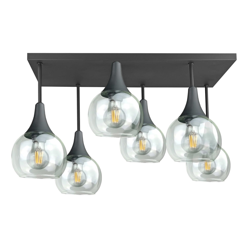Πλαφονιέρα οροφής SOMA 6xE27/60W/230V μαύρο/διαφανές