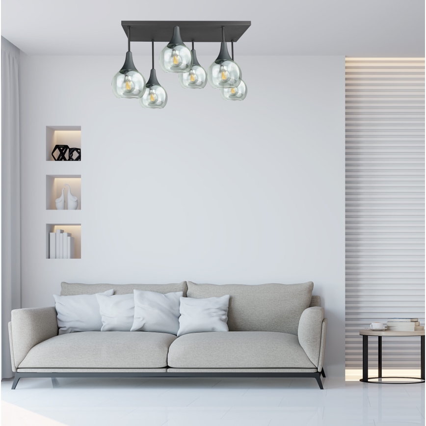 Πλαφονιέρα οροφής SOMA 6xE27/60W/230V μαύρο/διαφανές