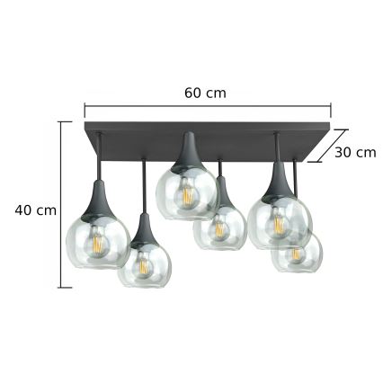 Πλαφονιέρα οροφής SOMA 6xE27/60W/230V μαύρο/διαφανές